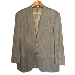 Evan Picone Brown & Blue Gray Tweed Sport Coat Size 42 R Two Button Lambs Wool